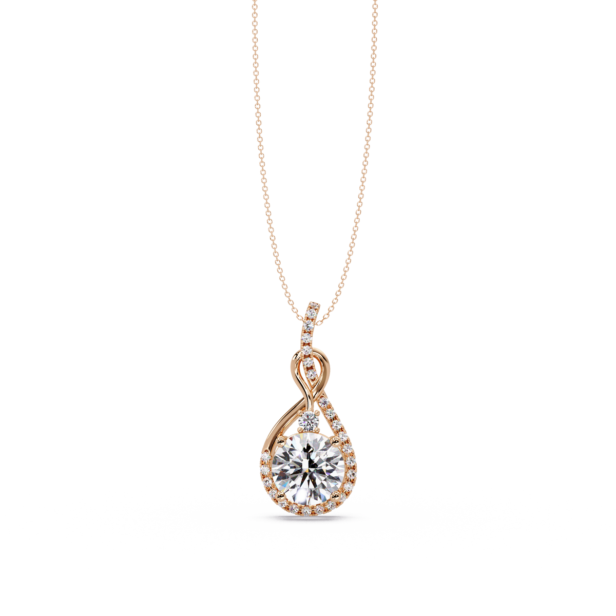 Lab Grown Round Diamond Teardrop Halo Pendant - HIGHCARAT DIAMONDS
