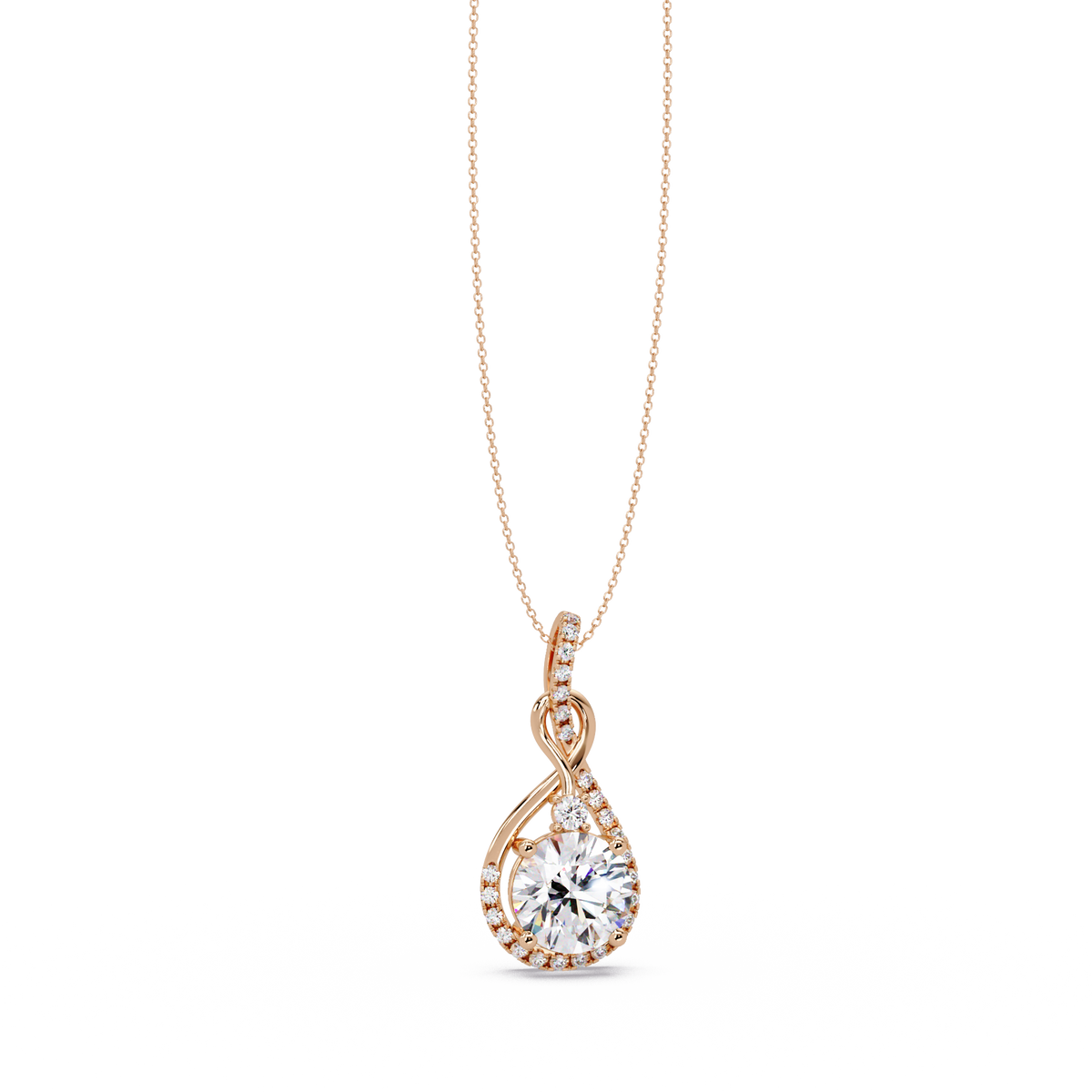 Lab Grown Round Diamond Teardrop Halo Pendant - HIGHCARAT DIAMONDS