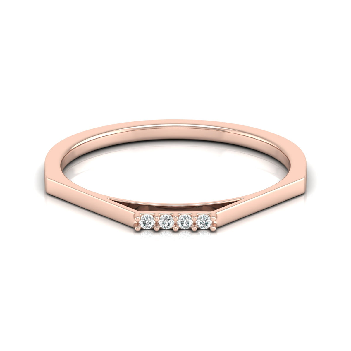 Lab Or Natural Diamond Shaped Round Diamond Band Ring In 14K Solid Gold Gift For Her - HIGHCARAT DIAMONDS