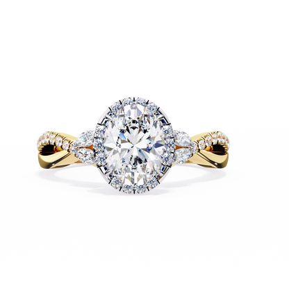 Lab grown Oval cut Diamond Vintage Ring - HIGHCARAT DIAMONDS