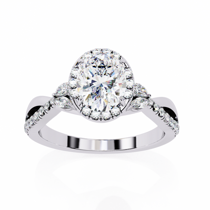 Lab grown Oval cut Diamond Vintage Ring - HIGHCARAT DIAMONDS