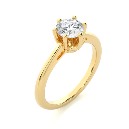Round shape diamond ring with solitaire center stone design