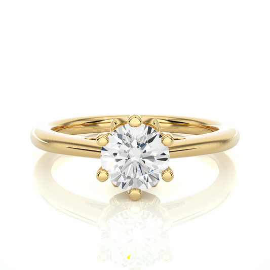 Lab Grown Round Cut Diamond Engagement Ring with polished band design