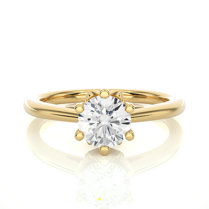 Lab Grown Round Cut Diamond Engagement Ring with polished band design