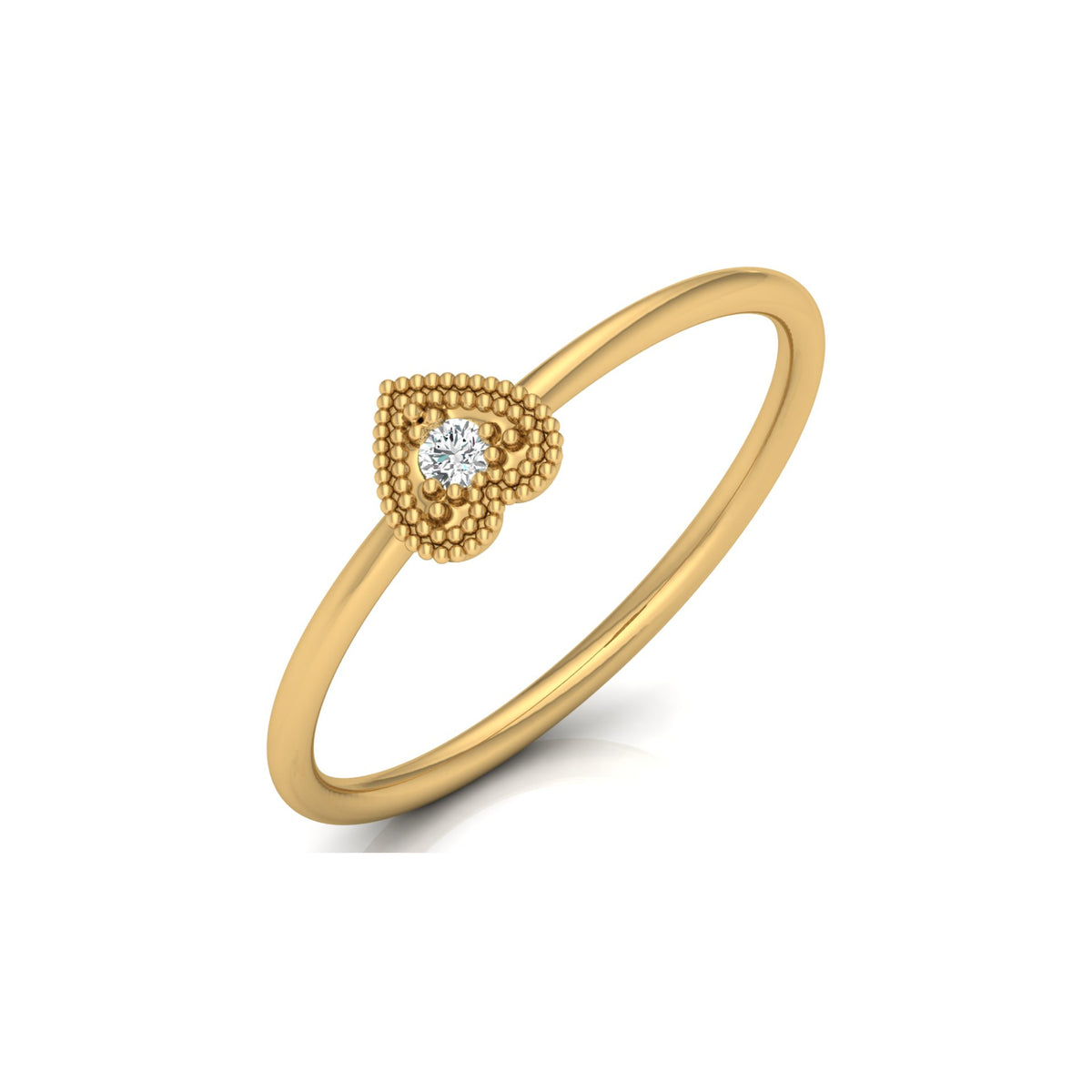 Close up of round cut solitaire proposal ring with refined setting details