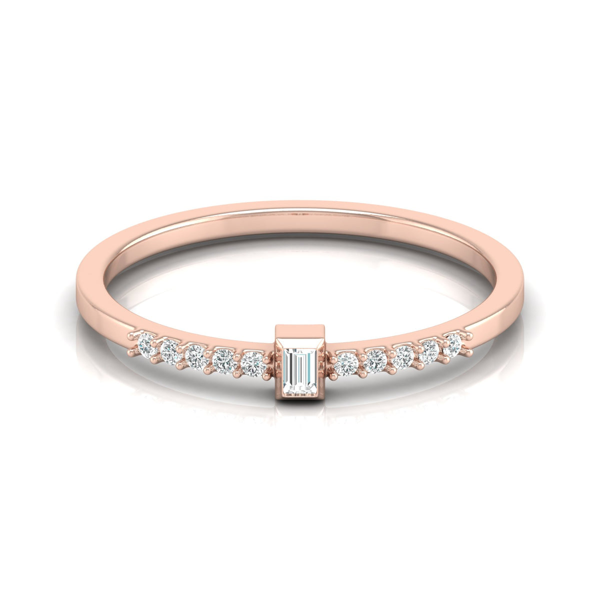 Labgrown Baguette Diamond Ring With Round Side Stones Sparkle In 14K Solid Gold - HIGHCARAT DIAMONDS