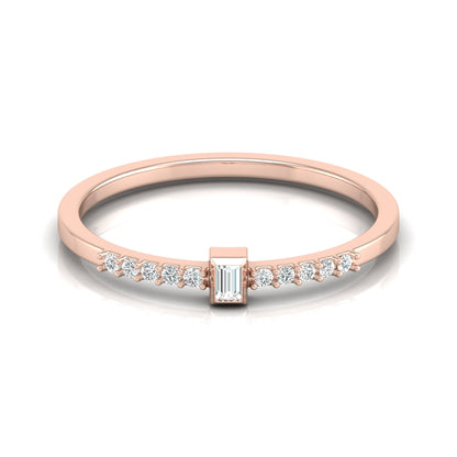 Labgrown Baguette Diamond Ring With Round Side Stones Sparkle In 14K Solid Gold - HIGHCARAT DIAMONDS