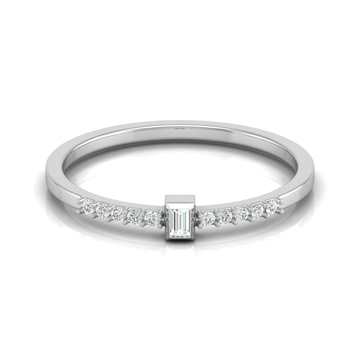 Labgrown Baguette Diamond Ring With Round Side Stones Sparkle In 14K Solid Gold - HIGHCARAT DIAMONDS