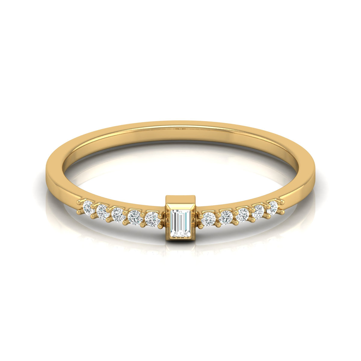 Labgrown Baguette Diamond Ring With Round Side Stones Sparkle In 14K Solid Gold - HIGHCARAT DIAMONDS
