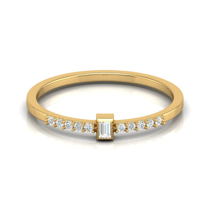 Labgrown Baguette Diamond Ring With Round Side Stones Sparkle In 14K Solid Gold - HIGHCARAT DIAMONDS