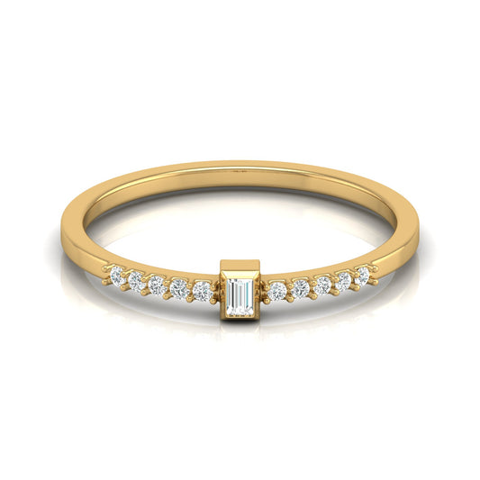 Labgrown Baguette Diamond Ring With Round Side Stones Sparkle In 14K Solid Gold - HIGHCARAT DIAMONDS