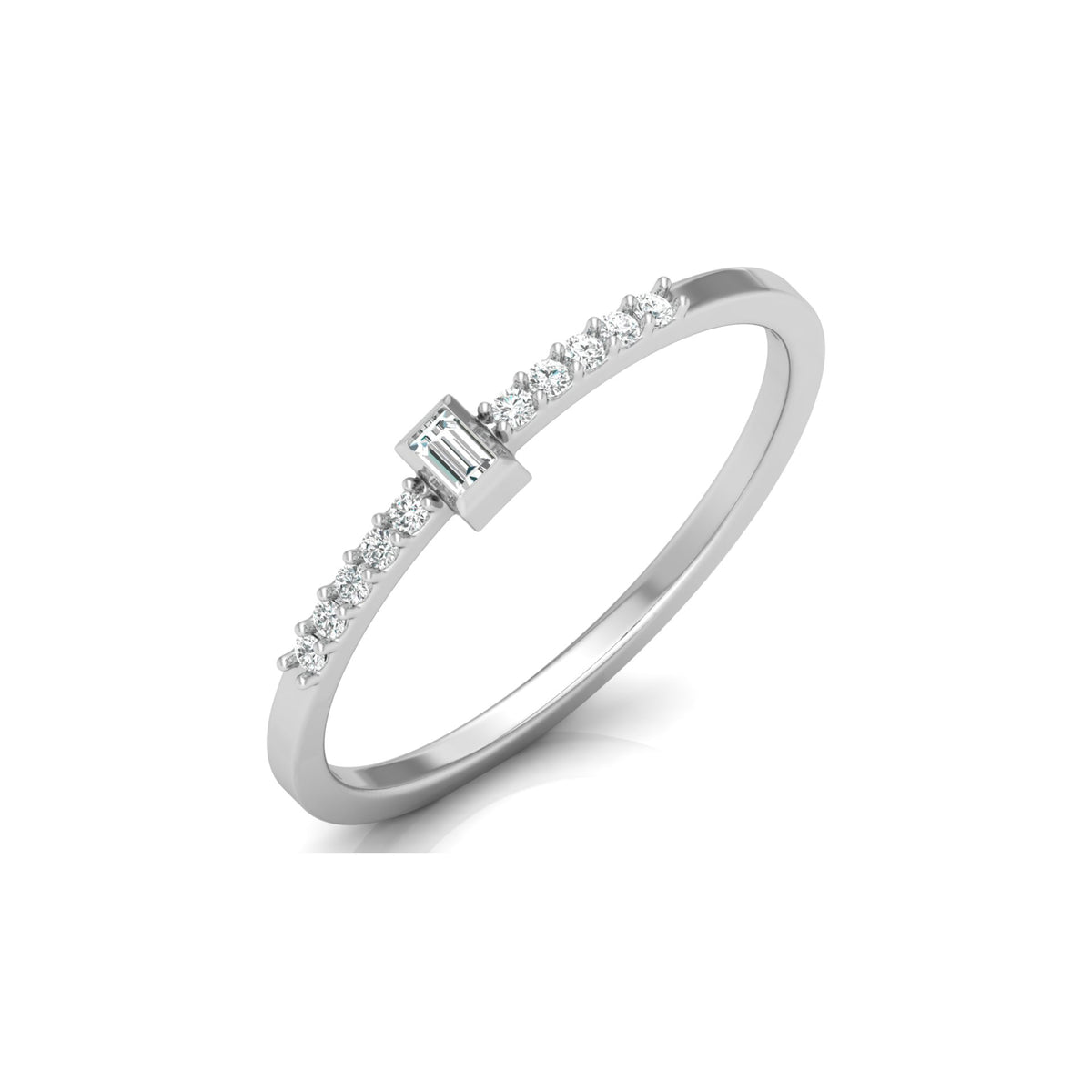 Labgrown Baguette Diamond Ring With Round Side Stones Sparkle In 14K Solid Gold - HIGHCARAT DIAMONDS