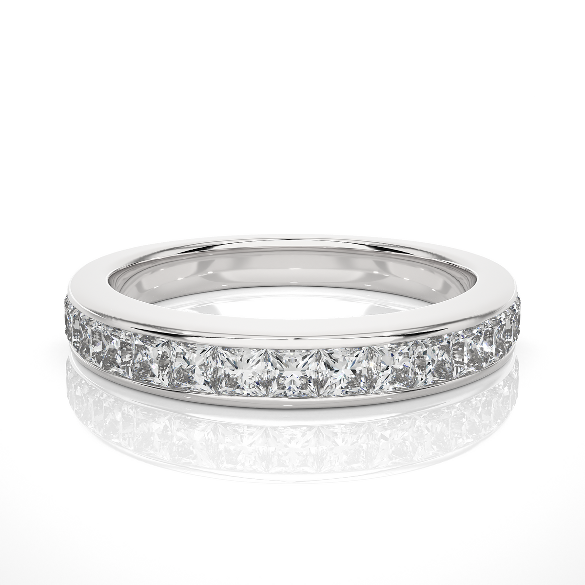 Labgrown Diamond Band Ring in 14KT White Gold Half Eternity Band With Elegant Channel Set Design - HIGHCARAT DIAMONDS