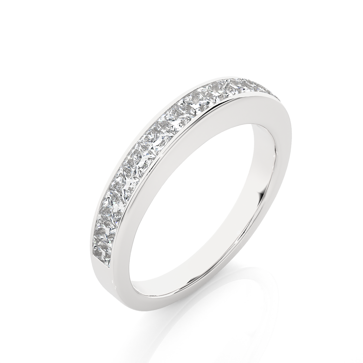 Labgrown Diamond Band Ring in 14KT White Gold Half Eternity Band With Elegant Channel Set Design - HIGHCARAT DIAMONDS