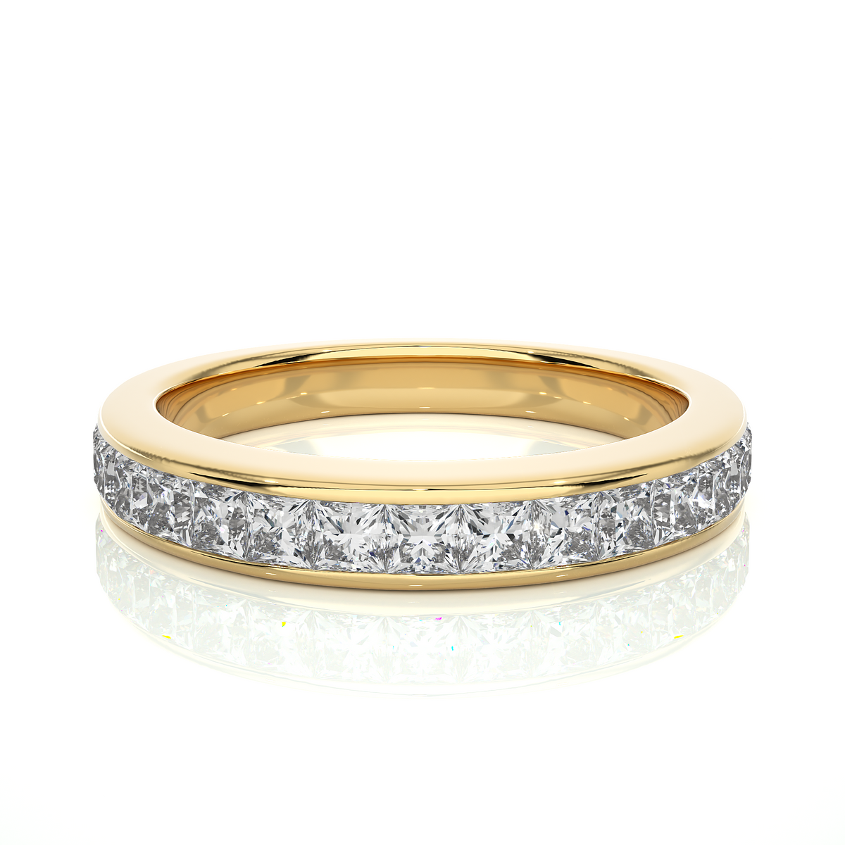 Labgrown Diamond Band Ring in 14KT White Gold Half Eternity Band With Elegant Channel Set Design - HIGHCARAT DIAMONDS