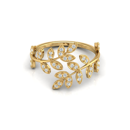 Leaf Diamond Ring In 18K Gold Nature-Inspired Statement Ring For the One You Love - HIGHCARAT DIAMONDS