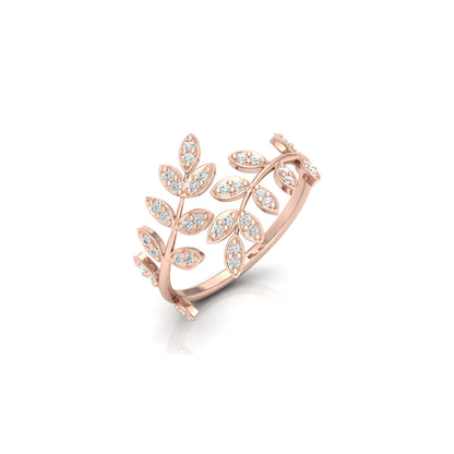 Leaf Diamond Ring In 18K Gold Nature-Inspired Statement Ring For the One You Love - HIGHCARAT DIAMONDS