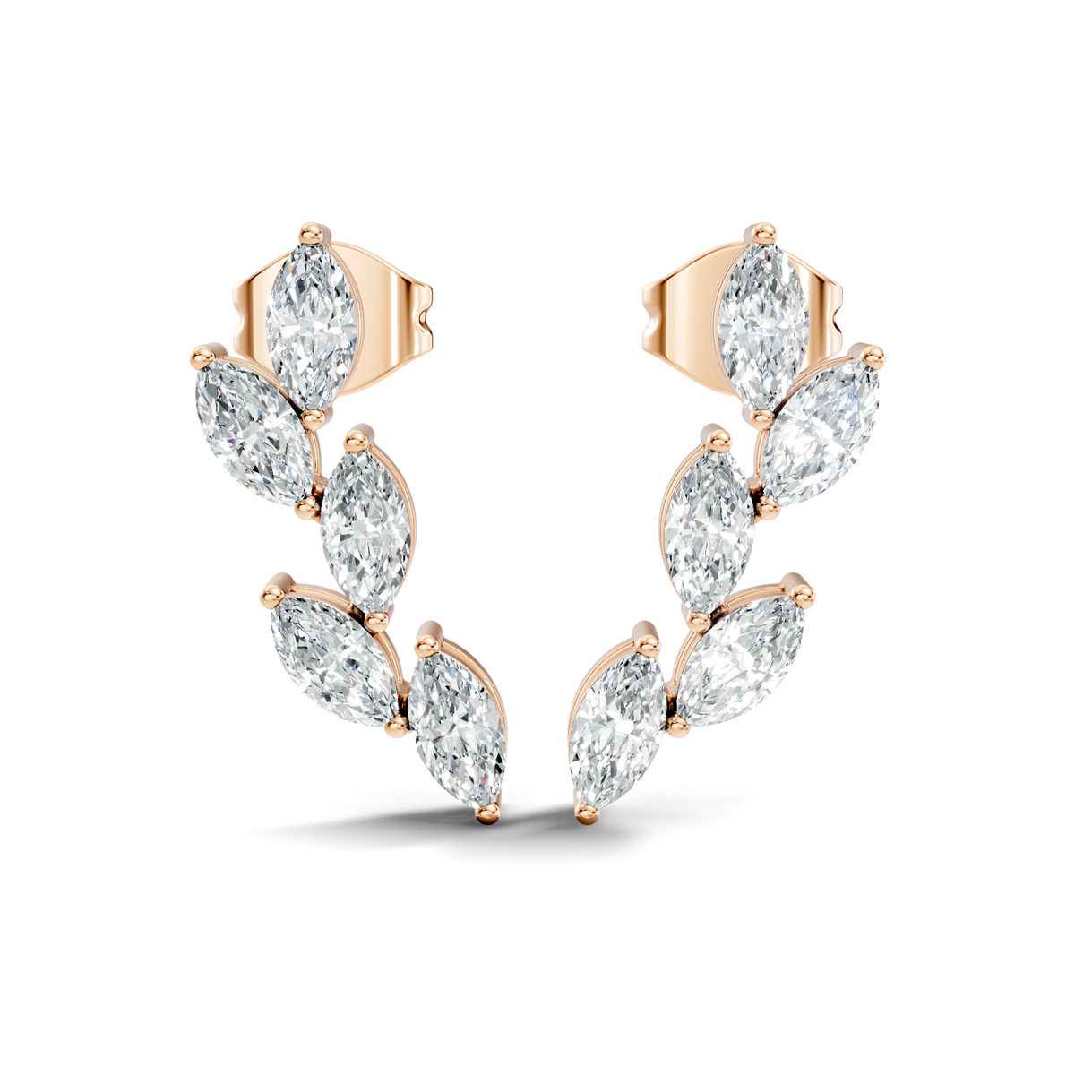 10k Solid Rose Gold Dainty 1.00 carat Marquise Shape Lab grown & Natural Diamond Earrings For Her - HIGHCARAT DIAMONDS