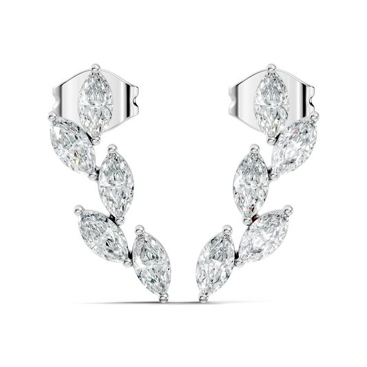 10k Solid Rose Gold Dainty 1.00 carat Marquise Shape Lab grown & Natural Diamond Earrings For Her - HIGHCARAT DIAMONDS