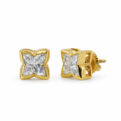 Lily Cut Lab Grown Diamond Bezel Set Stud Earrings