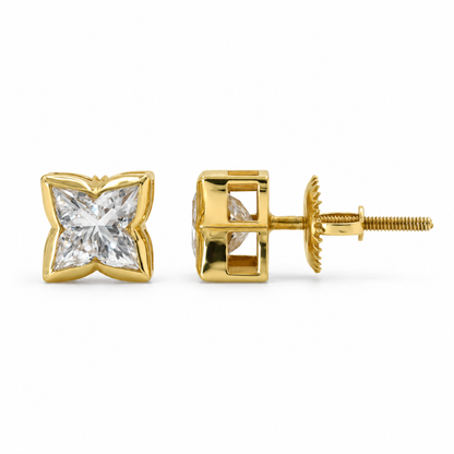 Lily Cut Lab Grown Diamond Bezel Set Stud Earring