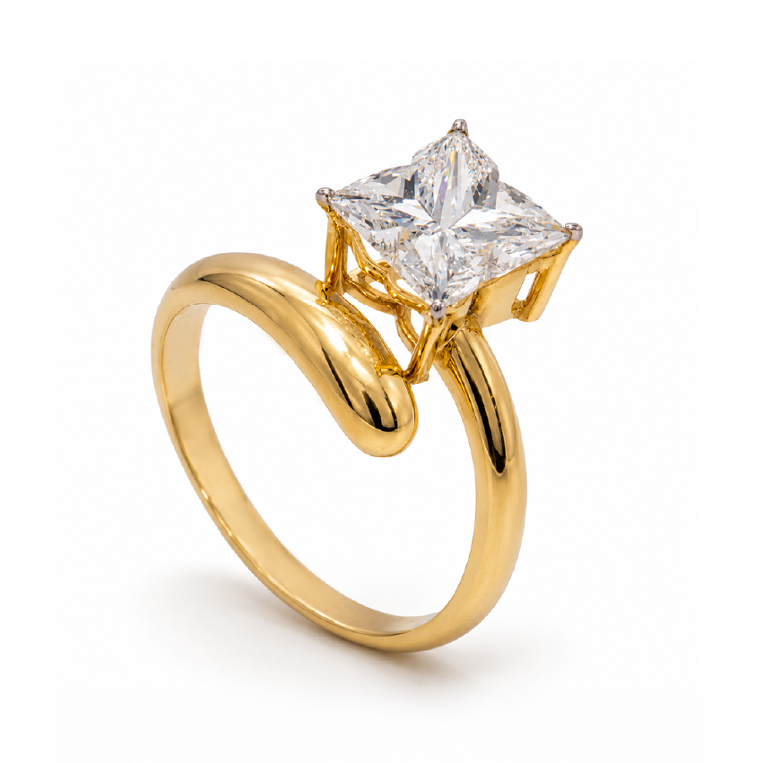 Lily Cut Lab Grown Diamond Solitaire 14k Yellow Gold Ring