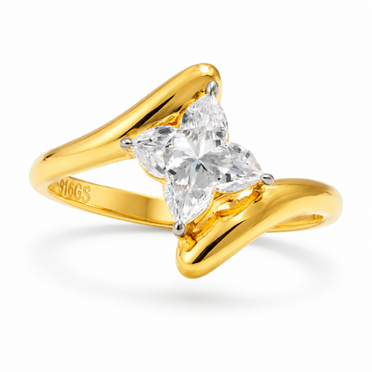 Lily Flower Cut Lab Grown Diamond Bypass Solitaire Ring - HIGHCARAT DIAMONDS