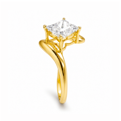 Lily Flower Cut Lab Grown Diamond Bypass Solitaire Ring - HIGHCARAT DIAMONDS