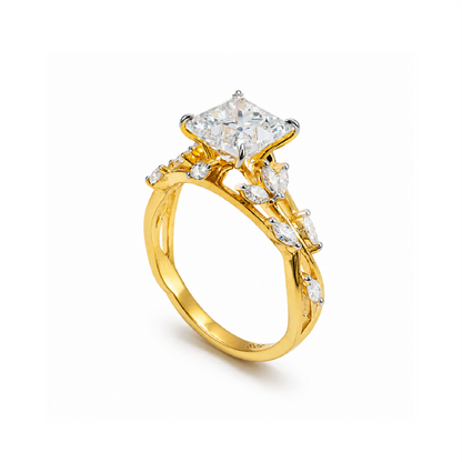 Lily Flower Shape Lab Grown Diamond Unique Engagement Ring - HIGHCARAT DIAMONDS
