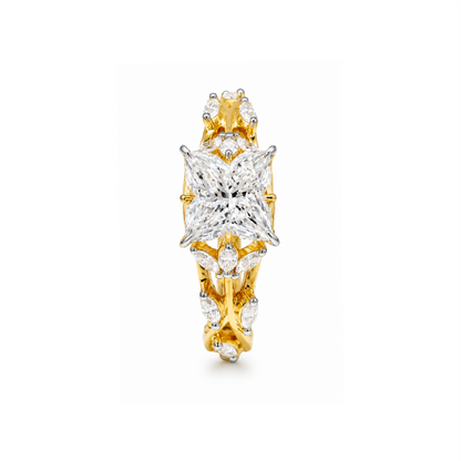 Lily Flower Shape Lab Grown Diamond Unique Engagement Ring - HIGHCARAT DIAMONDS