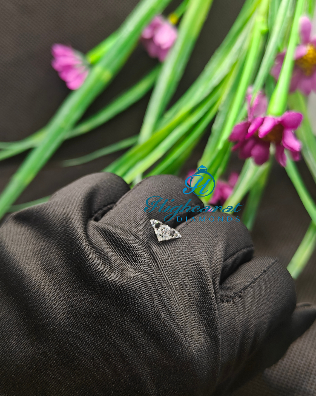 Custom Lily Flower Cut Diamond featuring detailed craftsmanship and clear light performance