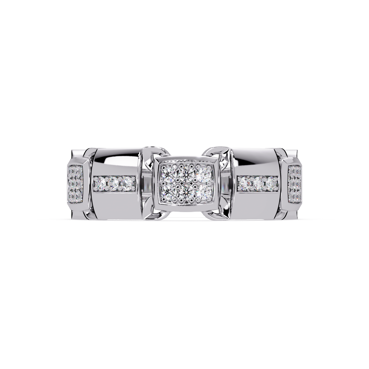 Link Chain Diamond Square Center Ring - HIGHCARAT DIAMONDS