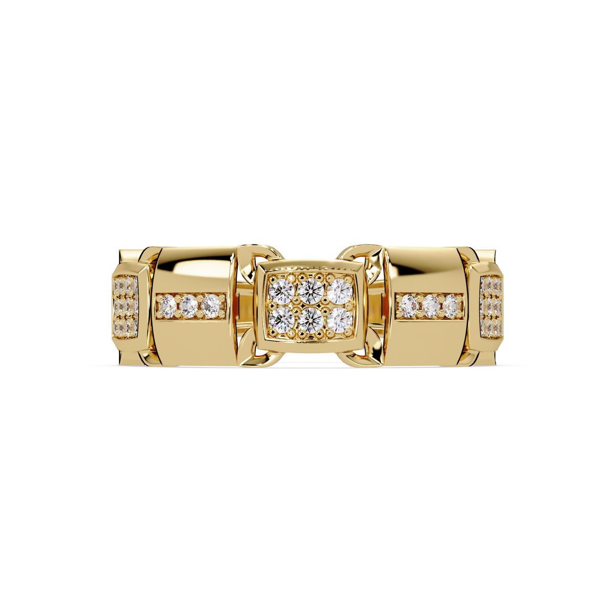 Link Chain Diamond Square Center Ring - HIGHCARAT DIAMONDS