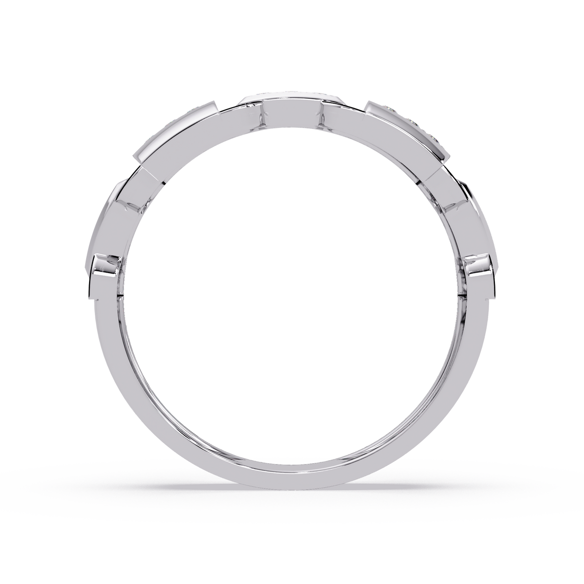 Link Chain Diamond Square Center Ring - HIGHCARAT DIAMONDS