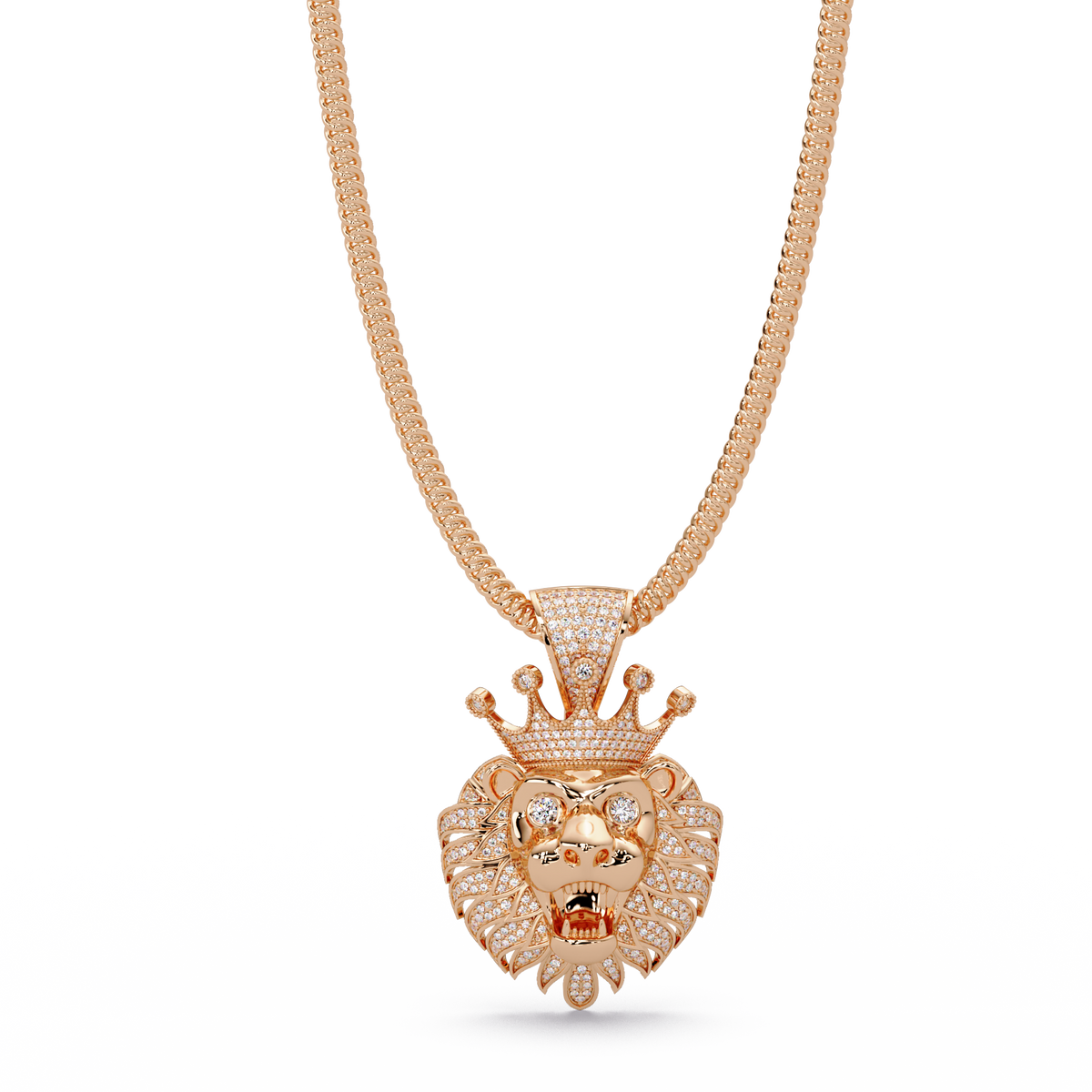 Lion Crown Shape Lab Grown Rose Gold Diamond Pendant - HIGHCARAT DIAMONDS