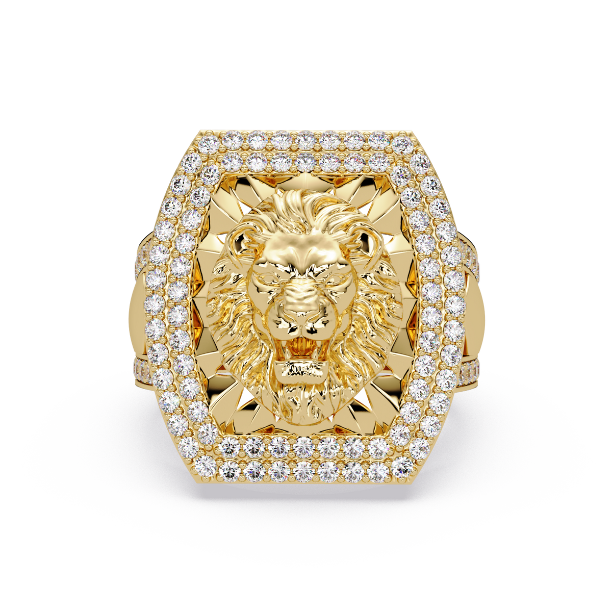 Lion Head Lab Grown Diamond Halo Signet Ring - HIGHCARAT DIAMONDS