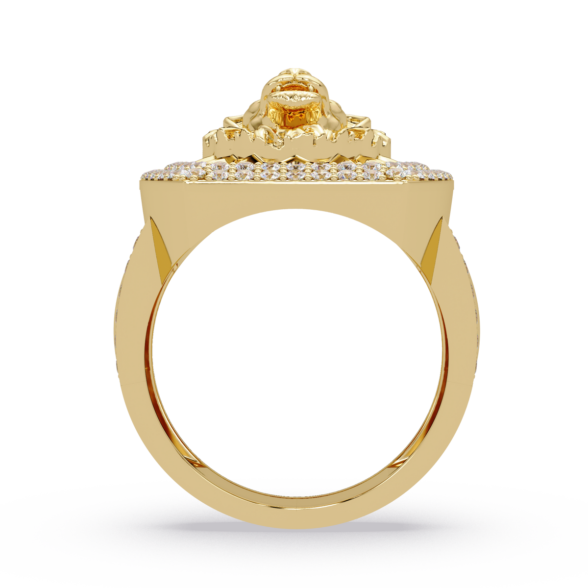 Lion Head Lab Grown Diamond Halo Signet Ring - HIGHCARAT DIAMONDS