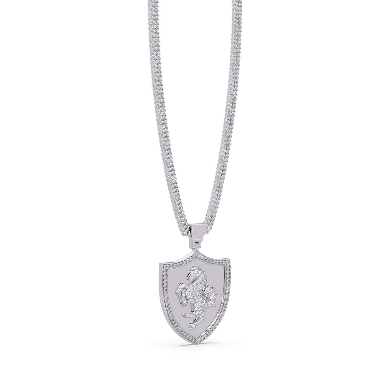 Luxury Horse Shield Lab Grown Diamond Pendant in Yellow Gold - HIGHCARAT DIAMONDS