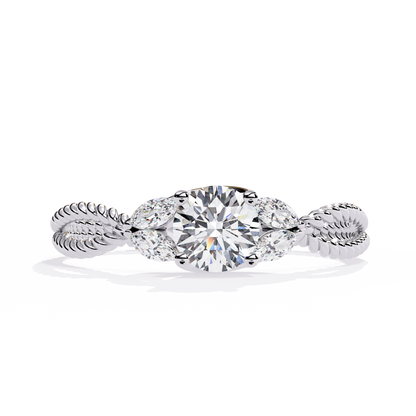 Marquise And Round Cut Diamond Twisted Elegant Art Deco Prefect Sparkling 5 Stone Promise Ring For Her - HIGHCARAT DIAMONDS