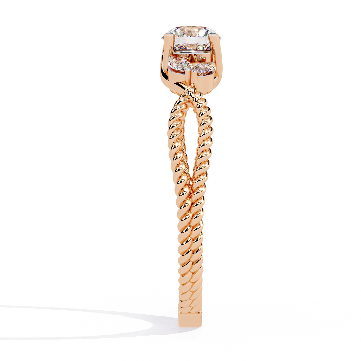 Marquise And Round Cut Diamond Twisted Elegant Art Deco Prefect Sparkling 5 Stone Promise Ring For Her - HIGHCARAT DIAMONDS