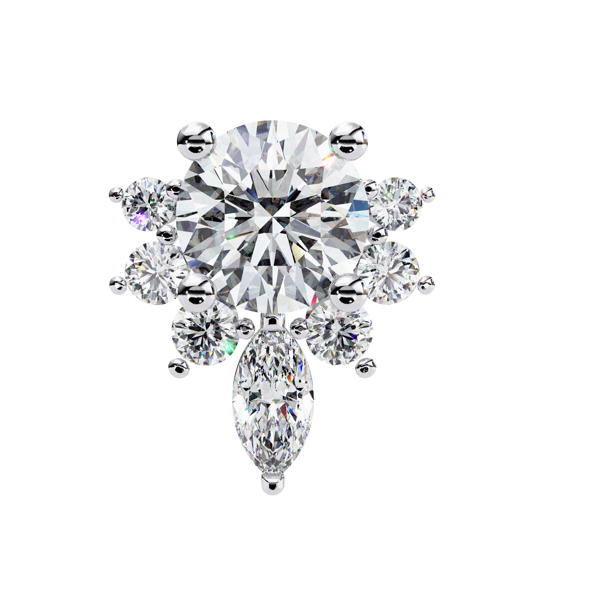 Marquise And Round Cut Diamond Vintage Stacking Minimalist Antique Dainty Stud Earring Gift For Women's - HIGHCARAT DIAMONDS