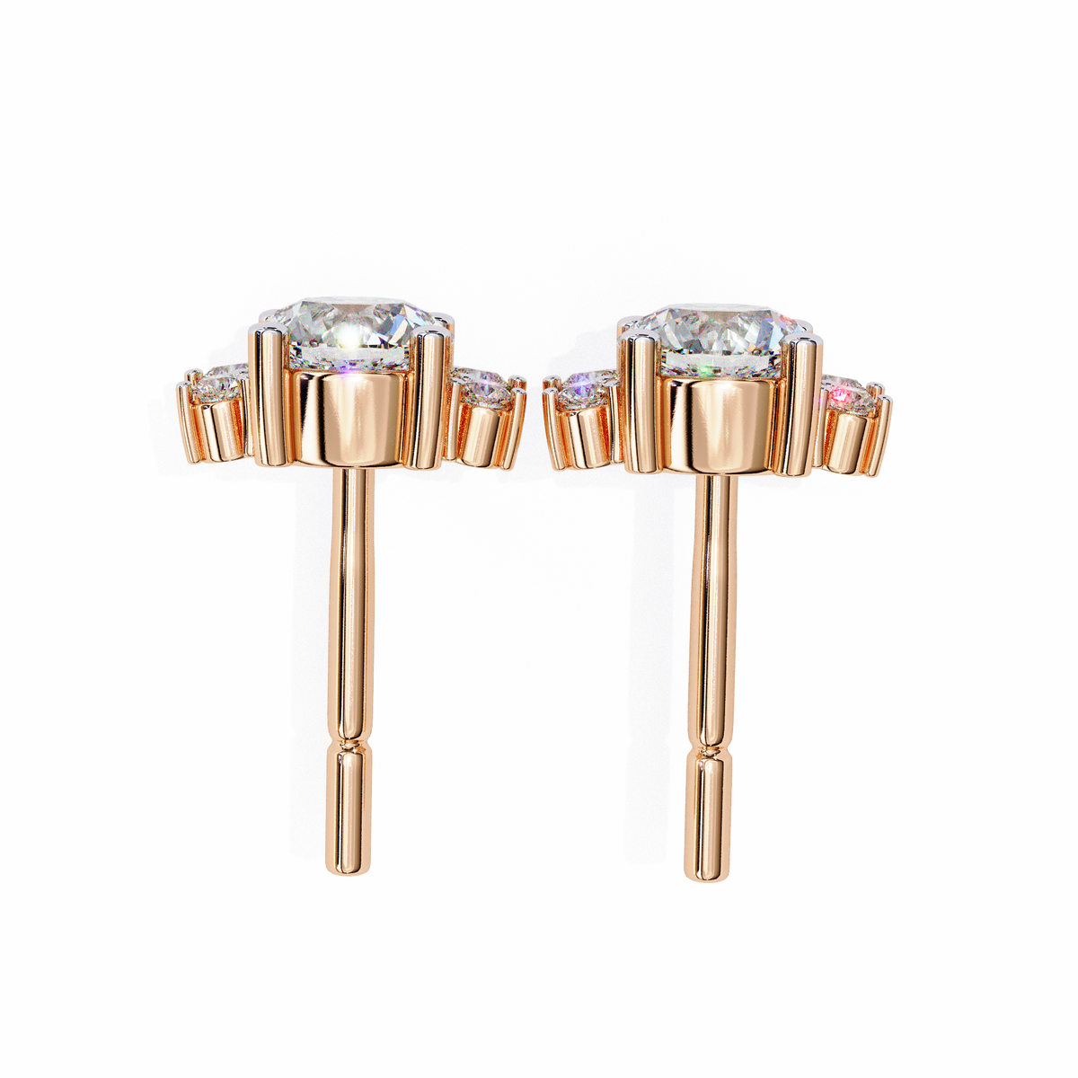 Marquise And Round Cut Diamond Vintage Stacking Minimalist Antique Dainty Stud Earring Gift For Women's - HIGHCARAT DIAMONDS