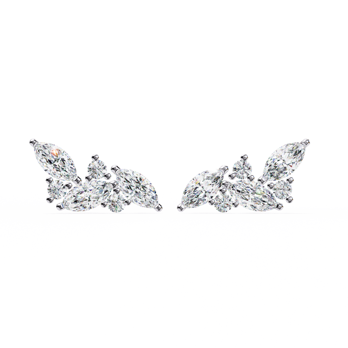 Marquise And Round Cut Top Grade Diamond Unique Prong Set Art Deco Antique Engagement Stud Earring For Her - HIGHCARAT DIAMONDS