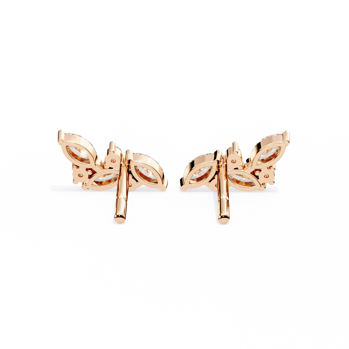 Marquise And Round Cut Top Grade Diamond Unique Prong Set Art Deco Antique Engagement Stud Earring For Her - HIGHCARAT DIAMONDS