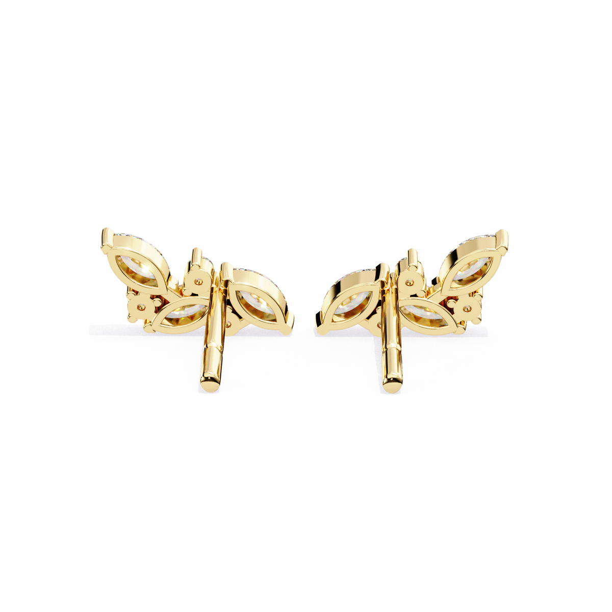 Marquise And Round Cut Top Grade Diamond Unique Prong Set Art Deco Antique Engagement Stud Earring For Her - HIGHCARAT DIAMONDS