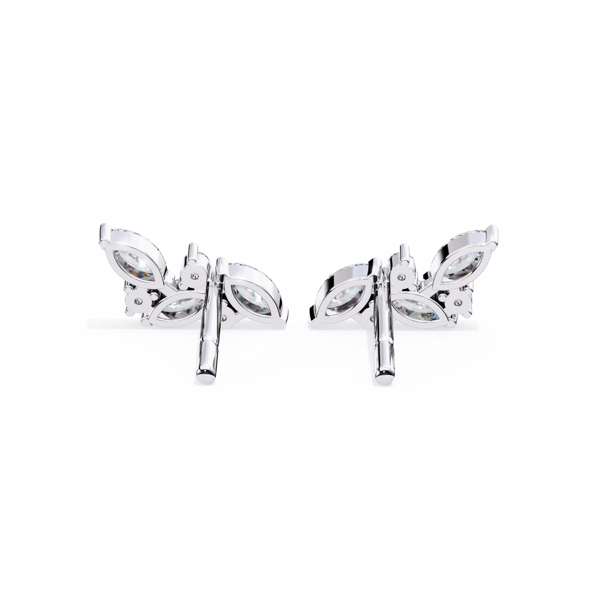 Marquise And Round Cut Top Grade Diamond Unique Prong Set Art Deco Antique Engagement Stud Earring For Her - HIGHCARAT DIAMONDS