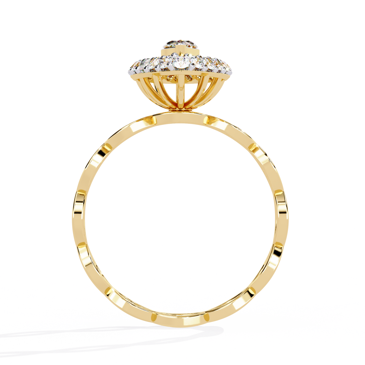 Marquise And Round Cut Top Grade Lab Grown Diamond Hidden Halo Delicate Annivrasry Ring Gift For Her - HIGHCARAT DIAMONDS