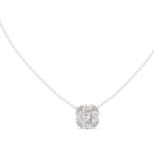 Round Double Prong One Stone Diamond Pendant Angled Perspective
