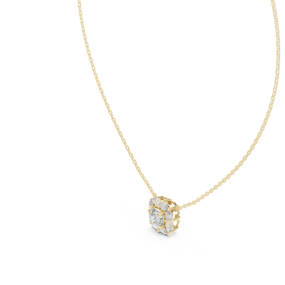 Cushion Square & Marquise Shape 9 Stone Lab Grown 18k Gold Dazzling Pendant For Her - HIGHCARAT DIAMONDS