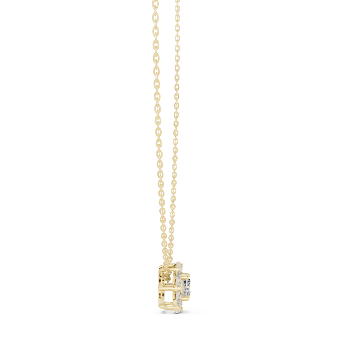 Cushion Square & Marquise Shape 9 Stone Lab Grown 18k Gold Dazzling Pendant For Her - HIGHCARAT DIAMONDS